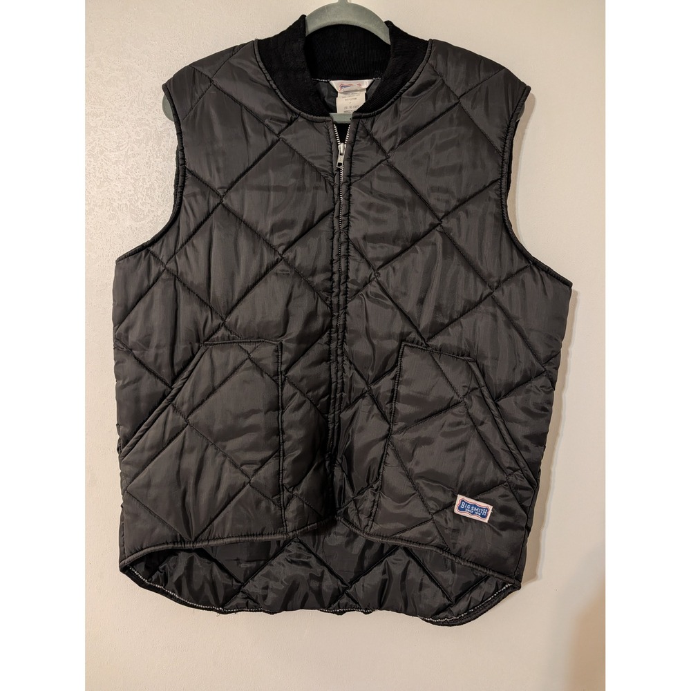 Big Smith Vintage Quilted Puffer Vest Mens Large Black Made in USA W31003BK